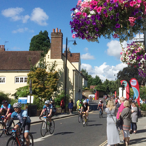 Ride London cycle race going through Dorking